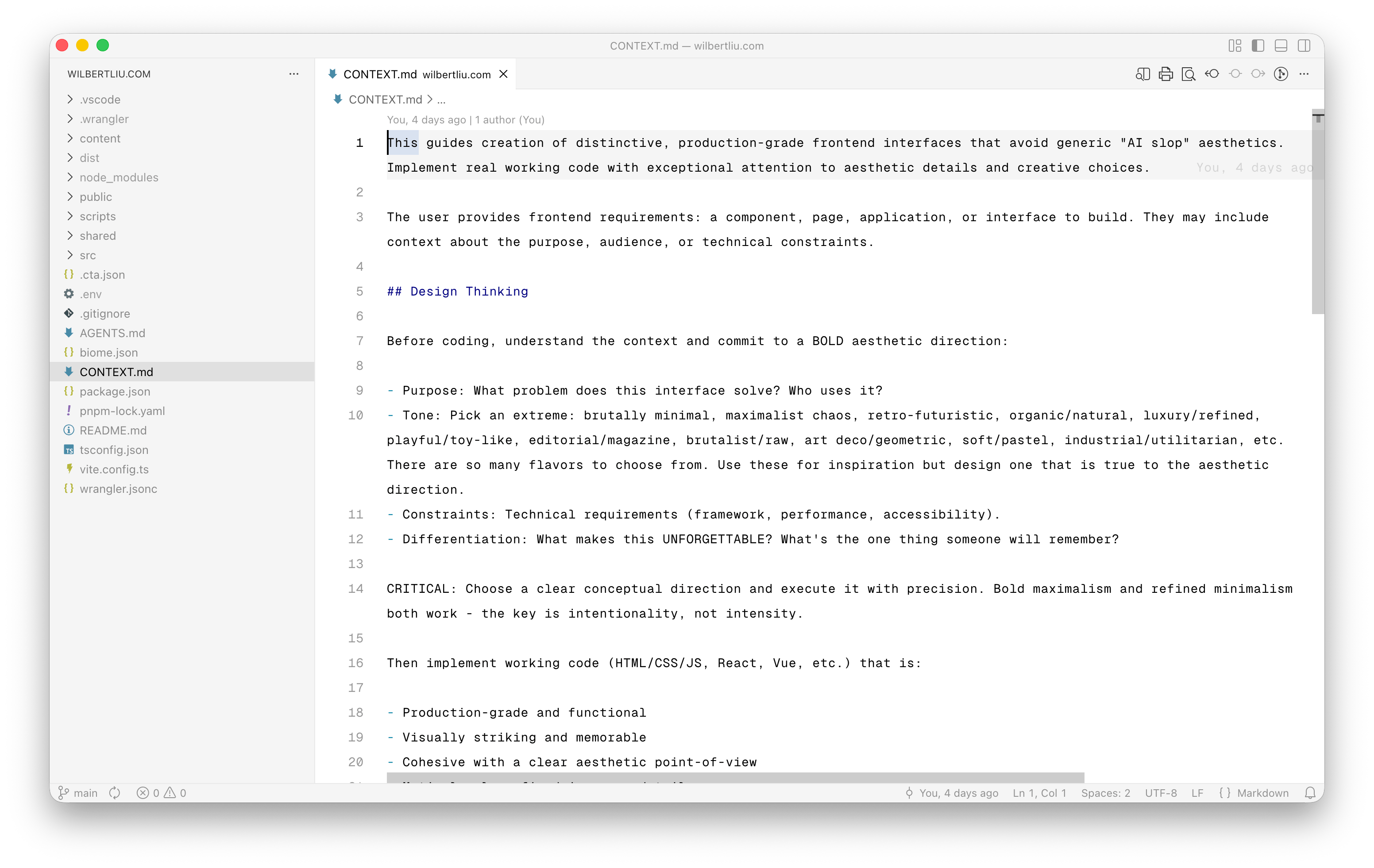 Frontend design skill context